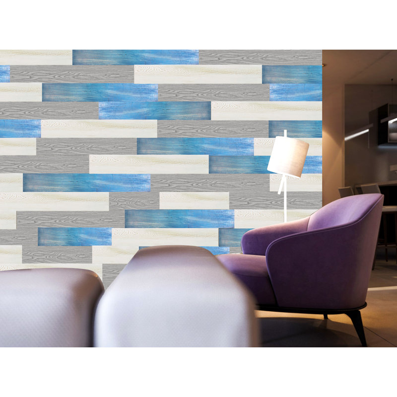 eJoy 5" x 47" Reclaimed Peel and Stick Engineered Wood Wall Paneling